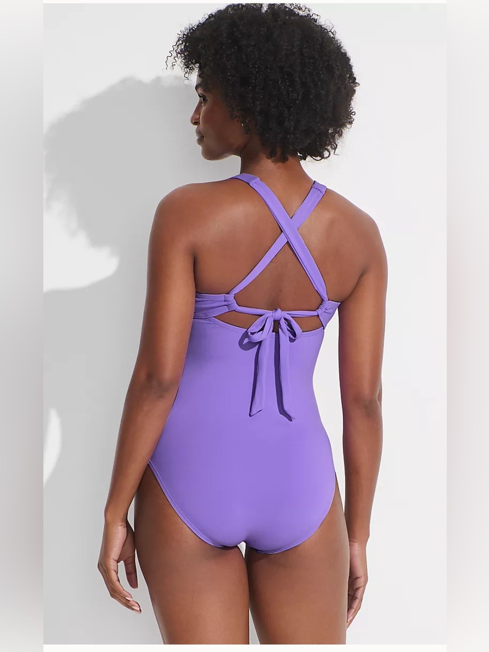NWOT Lands’ End Purple One Piece Swimsuit Size 18 Knot Front Cross Back